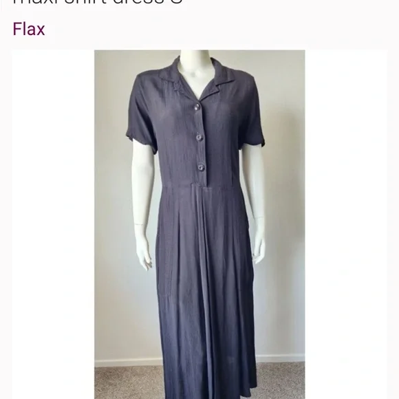 Flax by Jeanne Engelhart Women's Vintage Short Sleeve
Midi Dress Pockets Black L - Picture 5 of 16